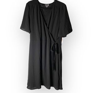 Time & True Black Chiffon Wrap Dress